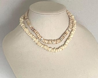 Vintage puka shell necklace lot. Lot of 2 shell necklaces. 1960’s authentic shell necklaces. Beach necklaces. Unisex necklace. 2 total