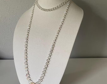 Vintage glass necklace lot, 1930’s necklace, 40's necklace, long necklace, beaded necklace, clear crystal necklace, glass bead necklace lot
