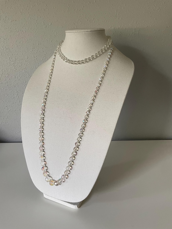 Vintage glass necklace lot, 1930’s necklace, 40's necklace, long necklace, beaded necklace, clear crystal necklace, glass bead necklace lot