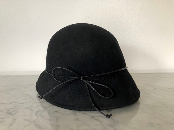 Vintage wool hat with bow, vintage black wool hat… - image 6