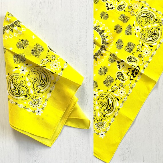 Bright yellow bandana. Vintage bandana from the 1… - image 1