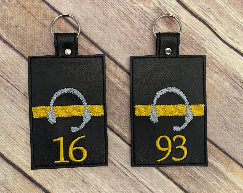 Thin Gold Line Headset Dispatcher ID Holder Silver Rivet