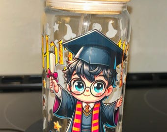 Graduate Harry Potter inspired glass 16oz tumbler