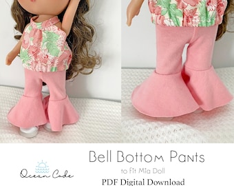 Bell Bottoms - Pantalones acampanados - Groovy - Pantalones Boujee para adaptarse a Mia & Mio Doll - Descarga digital de patrones de costura en PDF- camisa no incluida