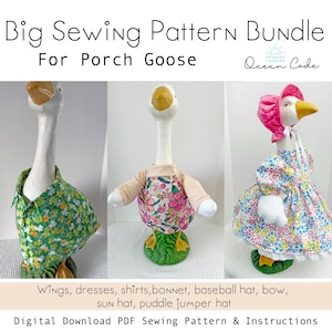 23&quot; Porch Goose BIG BUNDLE Schnittmuster Digitales Kleid, Tshirt, Kragen-Shirt, Wendeweste, Baseball, Sailor-Hut, Mütze, Flügel