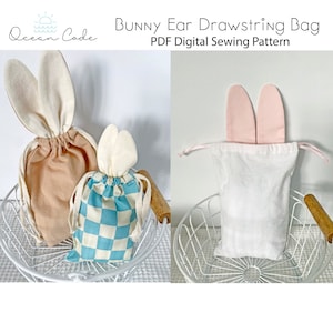 Hasenohren Kordelzugbeutel - Osterhase- Digitales Schnittmuster PDF Download - Osterkorb Geschenkidee Kaninchenohren Beutel Anfänger einfaches Selbermachen