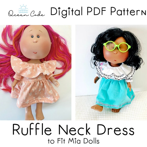 Ruffle Neck Peasant Dress for Mia/Mio  PDF Digital Sewing Pattern Nine's D'Onil Doll