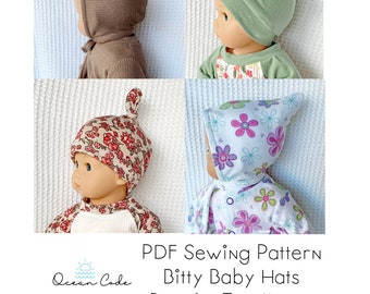 Bitty Baby - Hat Beanie Bonnet Bundle - Digital PDF Sewing Pattern OG AG Gotz, Alex Star, Reborn and other 15 inch Dolls