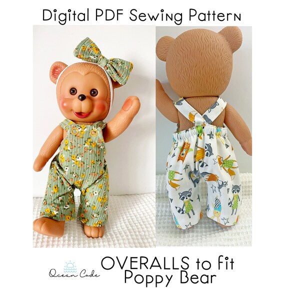 Overalls Romper PDF Pattern to Fit Poppy Bear Doll digital