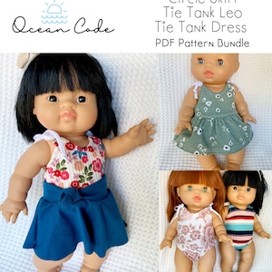 Circle Skirt, Leo & Tie Tank Dress PDF Pattern Bundle for 13&quot; Minikane, Paola Reina Dolls, Perfectly Cute Dolls fromTarget doll Clothes