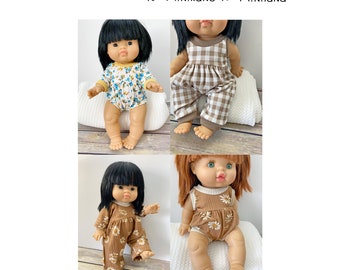 Bubble Romper PDF Digital Pattern - 13 " Minikane Doll, 15" Miniland Doll, Tank sleeve - Long Sleeve.- Pants -Shorties