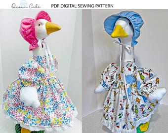 DIGITAL PATTERN 23&quot; Porch Goose Dress,  Bonnet and wings Sewing Pattern - Dress, bonnet - fits 23&quot; and more Wings included