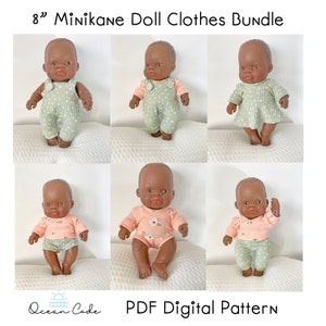 PDF Pattern Bundle for baby Minikane 21cm, 8 2/8 doll digital sewing pattern 8 Minikane doll clothes pattern image 1