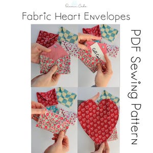 Enveloppe coeur en tissu, carte de fête des mères, Saint-Valentin, mot d'amour PDF, patron de couture numérique, idée de panier cadeau, carte-cadeau en espèces, débutant facile