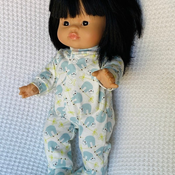 Footed Jammies Paola Reina doll pajamas, Minikane doll, 13 inch doll Clothes, 34 cm doll, Footed Sleeper, Free Shipping, Sloth