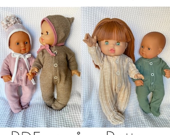 Footed Sleeper PDF Pattern MiniLAND 12.6" Baby Dolls & 13" Minikane, Clothes Sewing PATTERN