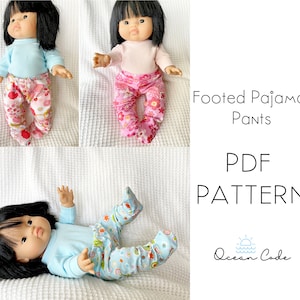 Pattern Footed Pajama Pants PDF for 13" Minikane, Paola Reina, Gordis/Miniland doll Perfectly Cute Doll Clothes PDF PATTERN