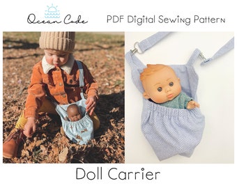 Doll or Stuffed Animal Carrier Pouch - PDF Digital Sewing Pattern - Simple Pattern - Toy Doll Purse Bag