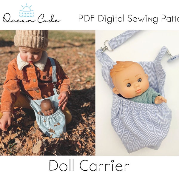 Doll or Stuffed Animal Carrier Pouch - PDF Digital Sewing Pattern - Simple Pattern - Toy Doll Purse Bag