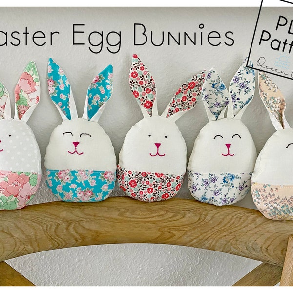 Easter Egg Bunny - Stuffed Easter Bunny Toy - Digital Sewing Pattern PDF Download - Easter Basket Stuffer, toy, decor - Fabric Scrap Buster