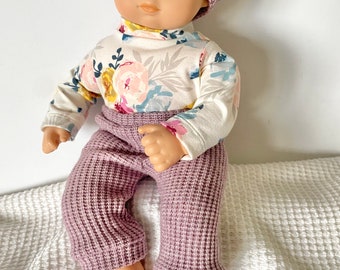 Sweet Pink Sweater and Flowers 3 piece set - joggers onesie and beanie -  to Fit AG Baby Doll Alex Star, Gotz Doll, Reborn Doll