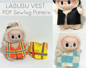 Sew a Vest for your Labubu doll. Sewing Pattern PDF Digital Download  - Make your own construction safety vest orschool uniform