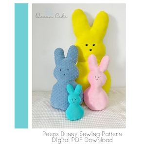 Peep Fabric Plush Bunny - Stuffed Easter Bunny Toy - Digital Sewing Pattern PDF Download - Easter Basket Stuffer - projector file included