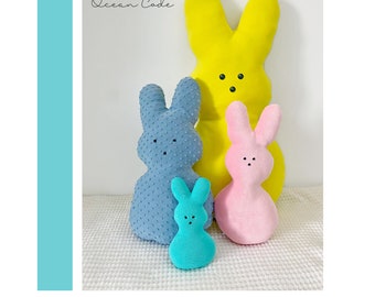 Peep Fabric Plush Bunny - Stuffed Easter Bunny Toy - Digital Sewing Pattern PDF Download - Easter Basket Stuffer - projector file included