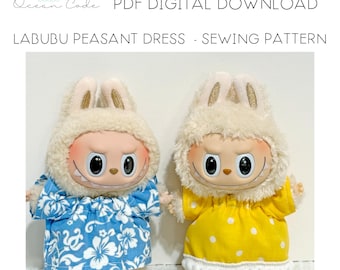 Labubu Peasant Dress  Sewing Pattern PDF Digital Download  - Make your own Monster Labubu Clothes