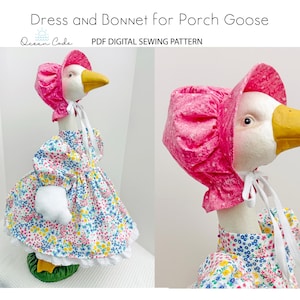 23&quot; Porch Goose DRESS and BONNET Schnittmuster Digital - Kleid, Haube - passend für 23&quot;und mehr Flügel inklusive