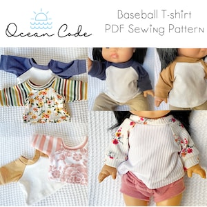Baseball T-shirt PDF Pattern for 13&quot; Minikane, Paola Reina Dolls, Gordis/Miniland doll Clothes PDF PATTERN