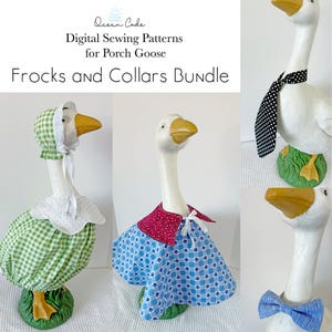 23 &quot;Gans Kittel & Halsbänder Porch Goose BUNDLE Nähen Muster Digitale PDF Kleider Kragen Krawatte Fliege Mütze und Flügel passend für 23 &quot;Gans