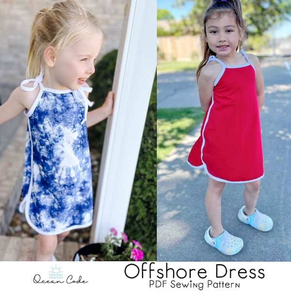 Offshore Dress PDF Digital Sewing Children's Pattern ~Retro Track Summer Pattern -  infant - toddler - girls size 0-3 month -  size 10