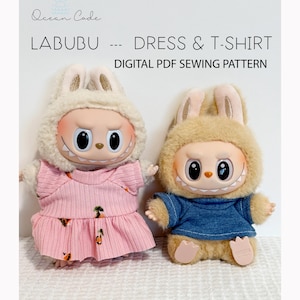 Sew a Dress, T-shirt and Headband for your Labubu Doll  Sewing Pattern PDF Digital Download - detailed step by step instructions