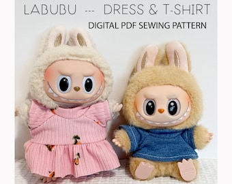 Sew a Dress, T-shirt and Headband for your Labubu Doll  Sewing Pattern PDF Digital Download - detailed step by step instructions