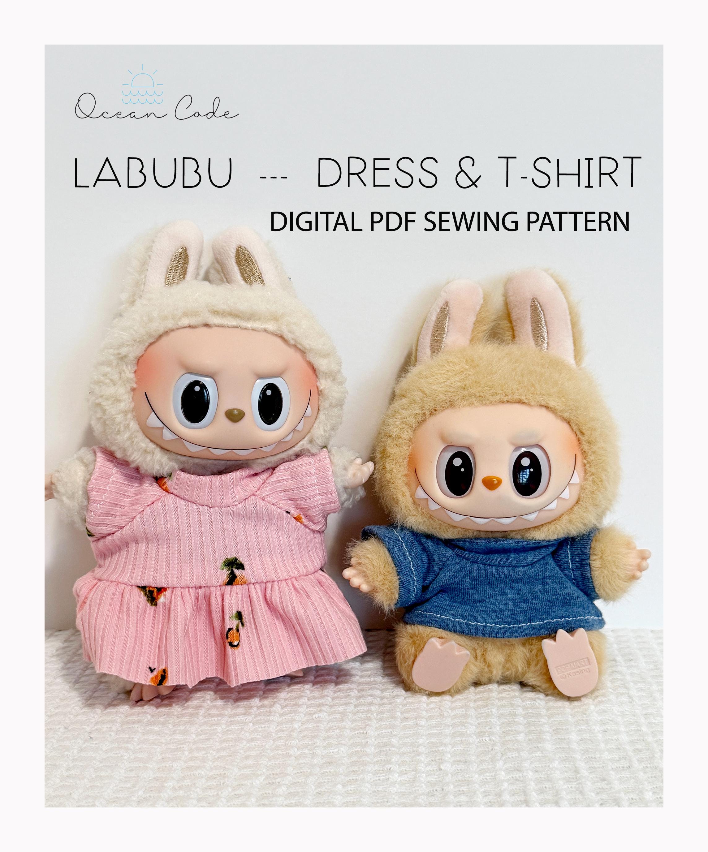 Cose un vestido, una camiseta y una diadema para tu muñeca Labubu Patrón de costura PDF Descarga digital - instrucciones detalladas paso a paso