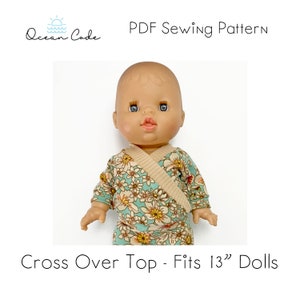 Cross Over Top PDF Pattern for 13&quot; Minikane, Paola Reina Dolls