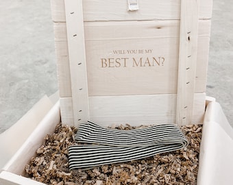 LARGE SIZE Groomsman Proposal Engraved Gift Box Packaging / Bridal Party Gift Box, Will You Be My Groomsman Box, Empty Box, Wood Box