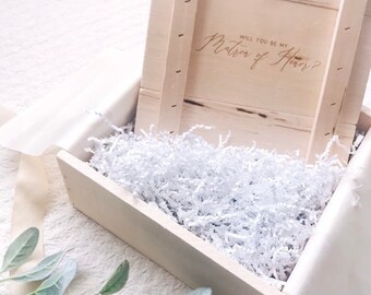 LARGE SIZE Bridesmaid Proposal Engraved Gift Box Packaging / Bridal Party Gift Box, Will You Be My Bridesmaid Box, Empty Box, Wood Box