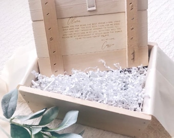 Wooden Gift Box w/Custom Engraved Letter - SMALL SIZE // Bridesmaid Proposal, Wedding Party Gift, Keepsake Box, Gift Packaging, Gift Box