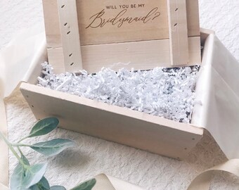 SMALL SIZE Bridesmaid Proposal Engraved Gift Box Packaging / Bridal Party Gift Box, Will You Be My Bridesmaid Box, Empty Box, Wood Box