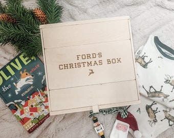 Christmas Keepsake Box - BOY // Personalized Box, Wood Box, Christmas Gift Box, Wooden Box, Box with Name, Christmas Eve Box, Keepsake Box