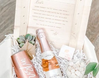 LARGE SIZE - Wooden Gift Box w/Custom Engraved Letter // Bridesmaid Proposal, Wedding Party Gift, Keepsake Box, Gift Packaging, Gift Box