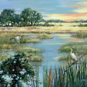 Lowcountry Morning por Carol Ann Curran - Fine Art Print - Single White Mat 11" x 14" (tamaño de imagen 8" x 10") - Charleston, SC