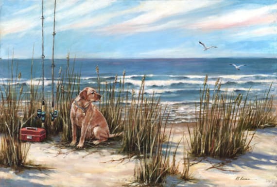 Salty Dog by Carol Ann Curran - Fine Art Print - Single White Mat 16" x 20" (Image Size 11" x 14") - golden retriever