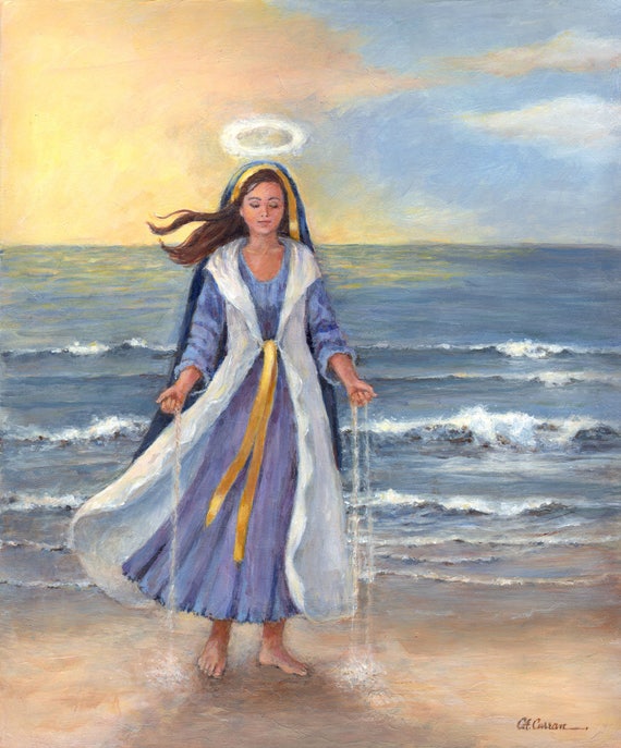 Star of the Sea by Carol Ann Curran - Fine Art Print - Single White Mat 11" x 14" (Image Size 8" x 10") - Virgin Mary - Christian Art