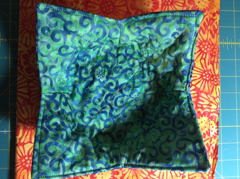 Blue Green Batik Bowl Cozy Microwavable