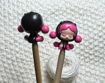 Kawaii Panda & Skull Knitting Needle Point Protectors, Cosplay Stoppers (Set of 2)