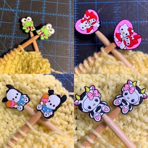 Kawaii Kitty Frog Dog Stitch Stoppers, Knitting Needle Point Protectors (Set of 2)