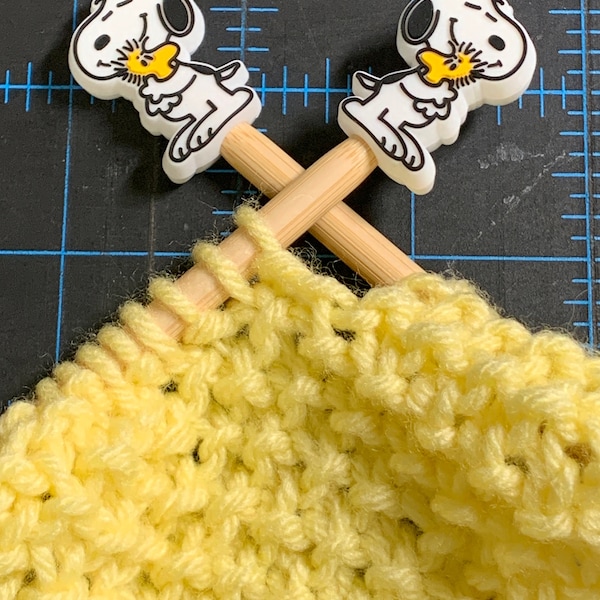 Kawaii standing Beagle Stitch Stopper Knitting Needles Point Protectors or Toppers (set of  2)
